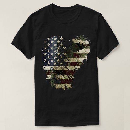 メモリアルデー迷彩柄アメリカ合衆国国旗Camouflage 4th Tシャツ (デザイン正面)