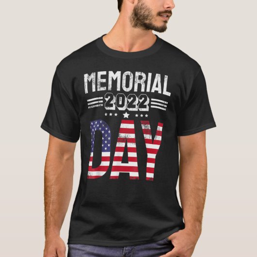 メモリアルデー2022米国国旗Patriotic American Md H Tシャツ (正面)