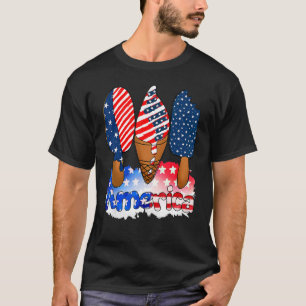 メモリアルデー4th of 7月のホリデーパトリオティックアイスクレア tシャツ