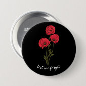 メモリアルデー、思い出の日、赤いポピーボタン 缶バッジ (正面&裏面)