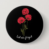 メモリアルデー、思い出の日、赤いポピーボタン 缶バッジ (正面)