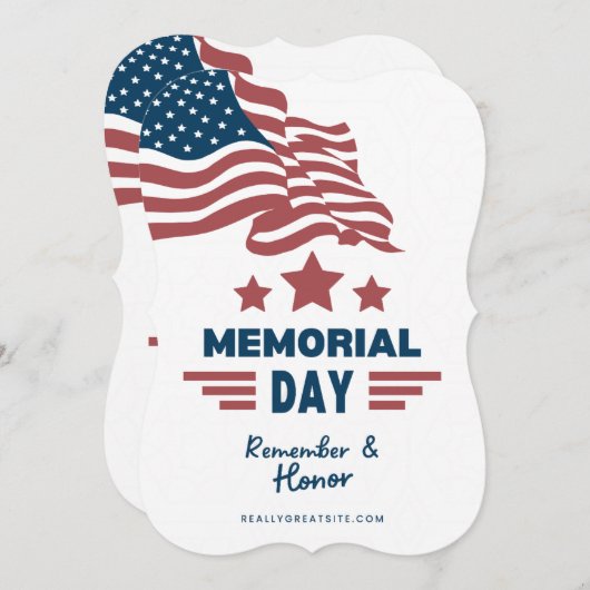 メモリアルデー　記憶と尊敬の招待 招待状 (正面/裏面)