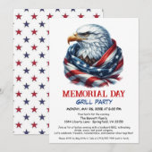メモリアルデー BBQ パーティー | 愛国的な裏庭グリル 招待状 (正面/裏面)