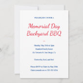 メモリアルデーBBQアメリカ国旗と家族の写真 招待状 (裏面)