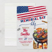 メモリアルデーBBQパーティー招待状 招待状 (正面/裏面)