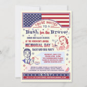 メモリアルデーBBQパーティー |レトロ愛国的な夏 招待状 (正面)