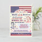 メモリアルデーBBQパーティー |レトロ愛国的な夏 招待状 (スタンド正面)