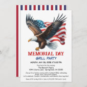 メモリアルデーBBQパーティー | 愛国的なバックグリル 招待状 (正面/裏面)