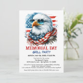 メモリアルデーBBQパーティー | 愛国的なバックグリル 招待状 (スタンド正面)