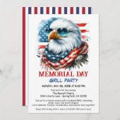 メモリアルデーBBQパーティー | 愛国的なバックグリル 招待状 (正面/裏面)