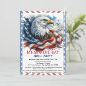 メモリアルデーBBQパーティー | 愛国的なバックグリル 招待状 (スタンド正面)