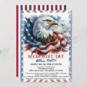 メモリアルデーBBQパーティー | 愛国的なバックグリル 招待状 (正面/裏面)