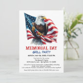 メモリアルデーBBQパーティー | 愛国的なバックグリル 招待状 (スタンド正面)