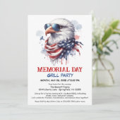 メモリアルデーBBQパーティー | 愛国的なバックグリル 招待状 (スタンド正面)