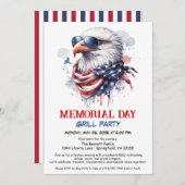 メモリアルデーBBQパーティー | 愛国的なバックグリル 招待状 (正面/裏面)