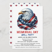 メモリアルデーBBQパーティー | 愛国的なバックグリル 招待状 (正面/裏面)