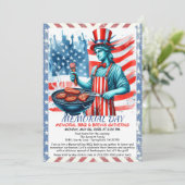 メモリアルデーBBQ招待状 – 愛国的な裏庭 招待状 (スタンド正面)