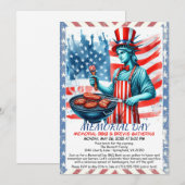 メモリアルデーBBQ招待状 – 愛国的な裏庭 招待状 (正面/裏面)