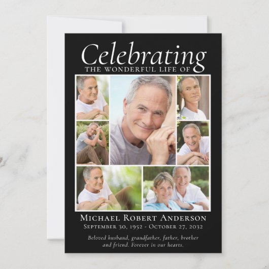 メモリアルトリビュート写真コラージュ記念お礼 サンキューカード (正面)