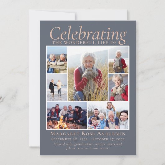 メモリアルトリビュート写真コラージュ記念 サンキューカード (正面)