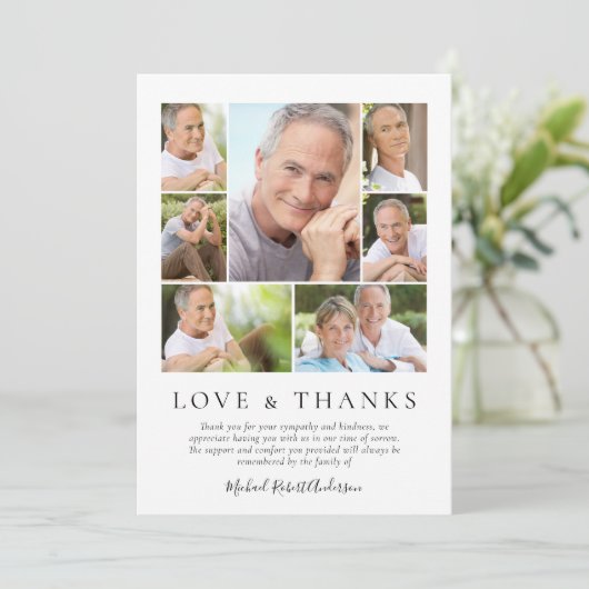 メモリアルトリビュート写真コラージュ記念 サンキューカード (スタンド正面)