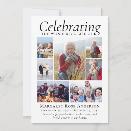 メモリアルトリビュート写真コラージュ記念 サンキューカード (正面)