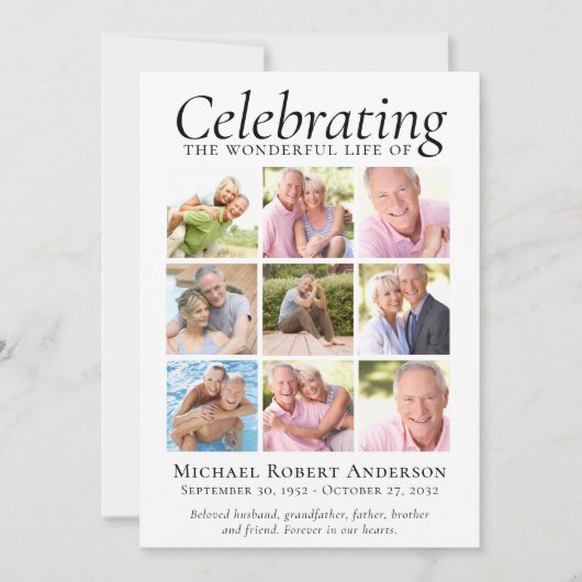 メモリアルトリビュート9フォトコラージュ記念 サンキューカード (正面)