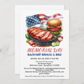 メモリアルドームＢＢＱ | 愛国的な裏庭でのコックアウト 招待状 (正面/裏面)