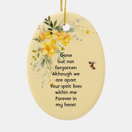 メモリアルハミングバードイエローローズ セラミックオーナメント (裏面)
