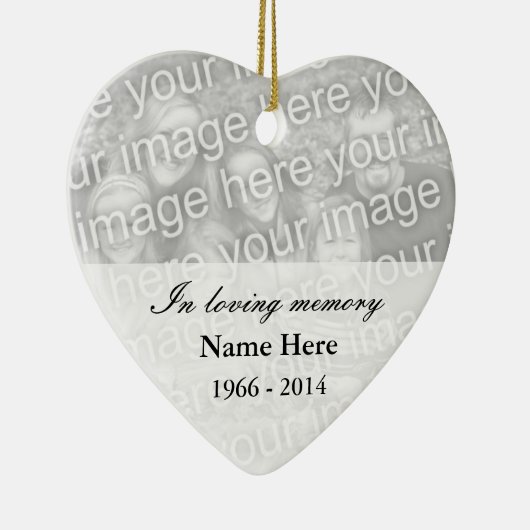 メモリアルハート写真オーナメント |私は思い出が大好き セラミックオーナメント (右)