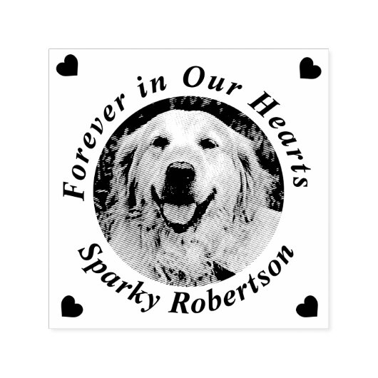 メモリアルハート名の写真の追加 セルフインキングスタンプ (デザイン)