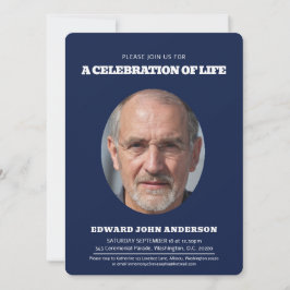 メモリアルハート楕円形フォトブルー 招待状