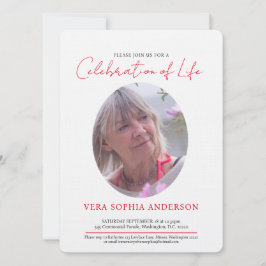 メモリアルハート楕円形フォトレッド白黒 招待状