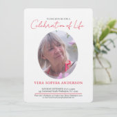 メモリアルハート楕円形フォトレッド白黒 招待状 (スタンド正面)