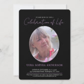 メモリアルハート楕円形フォト白黒 招待状 (正面)