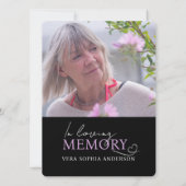 メモリアルハート楕円形フォト白黒 招待状 (裏面)