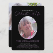 メモリアルハート楕円形フォト白黒 招待状 (正面/裏面)