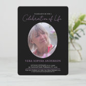 メモリアルハート楕円形フォト白黒 招待状 (スタンド正面)