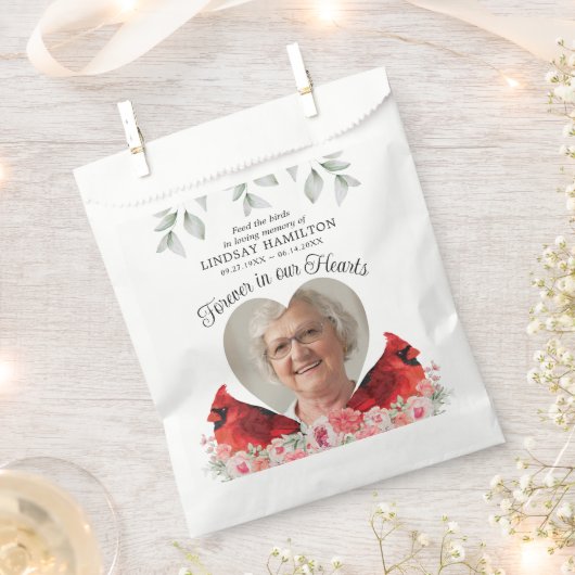 メモリアルバードシード（鳥）ショウジョウコウカンチョウハート写真葬儀 フェイバーバッグ (クリップ留めされた状態)