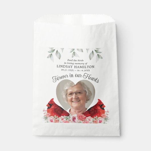 メモリアルバードシード（鳥）ショウジョウコウカンチョウハート写真葬儀 フェイバーバッグ (正面)