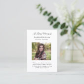 メモリアルバードフォト葬儀祈りの言葉カード 名刺 (スタンド正面)