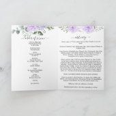 メモリアルパープルウォーター色フローラ葬儀プログラム カード (内部)