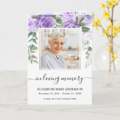 メモリアルパープルウォーター色フローラ葬儀プログラム カード (黄色い花)