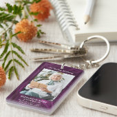 メモリアルパープルマーブルフォト葬祭祈りの言葉 キーホルダー (正面右)