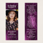 メモリアルパープル大理石葬式祈りの言葉ブックマーク (正面&裏面)