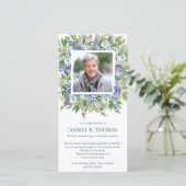 メモリアルパープル花模様葬儀サンキューカード サンキューカード (スタンド正面)