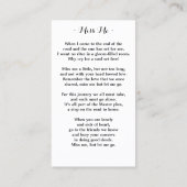 メモリアルヒマワリフローラ葬儀祈りの言葉カード コーリングカード (裏面)