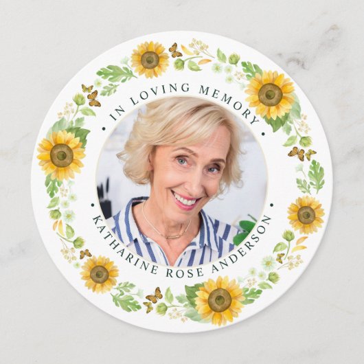 メモリアルヒマワリ写真葬式祈りの言葉カード シーズンカード (正面)