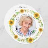 メモリアルヒマワリ写真葬式祈りの言葉カード シーズンカード (正面/裏面)