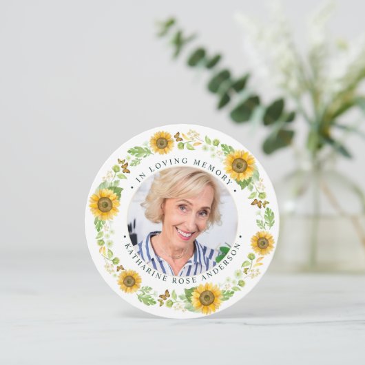 メモリアルヒマワリ写真葬式祈りの言葉カード シーズンカード (スタンド正面)